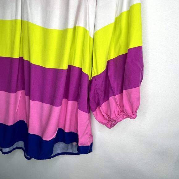 Crown & Ivy Striped 3/4 Length Sleeved V-neck Top Size XL - Picture 6 of 11